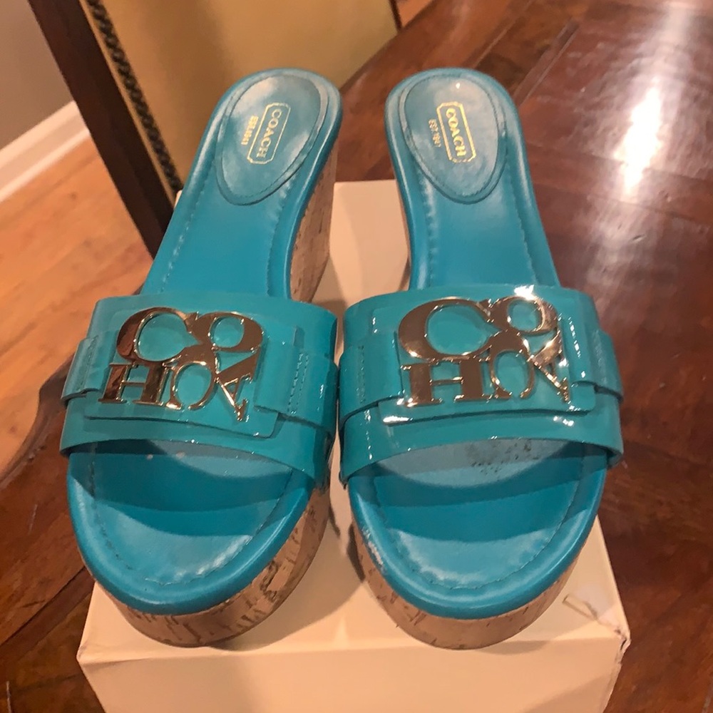 Coach turquoise wedges… size 9.5 true to size